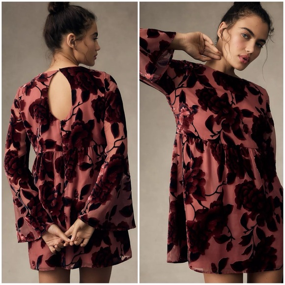 Floral Velvet Dress in Pink Combo - Picture 2 of 11